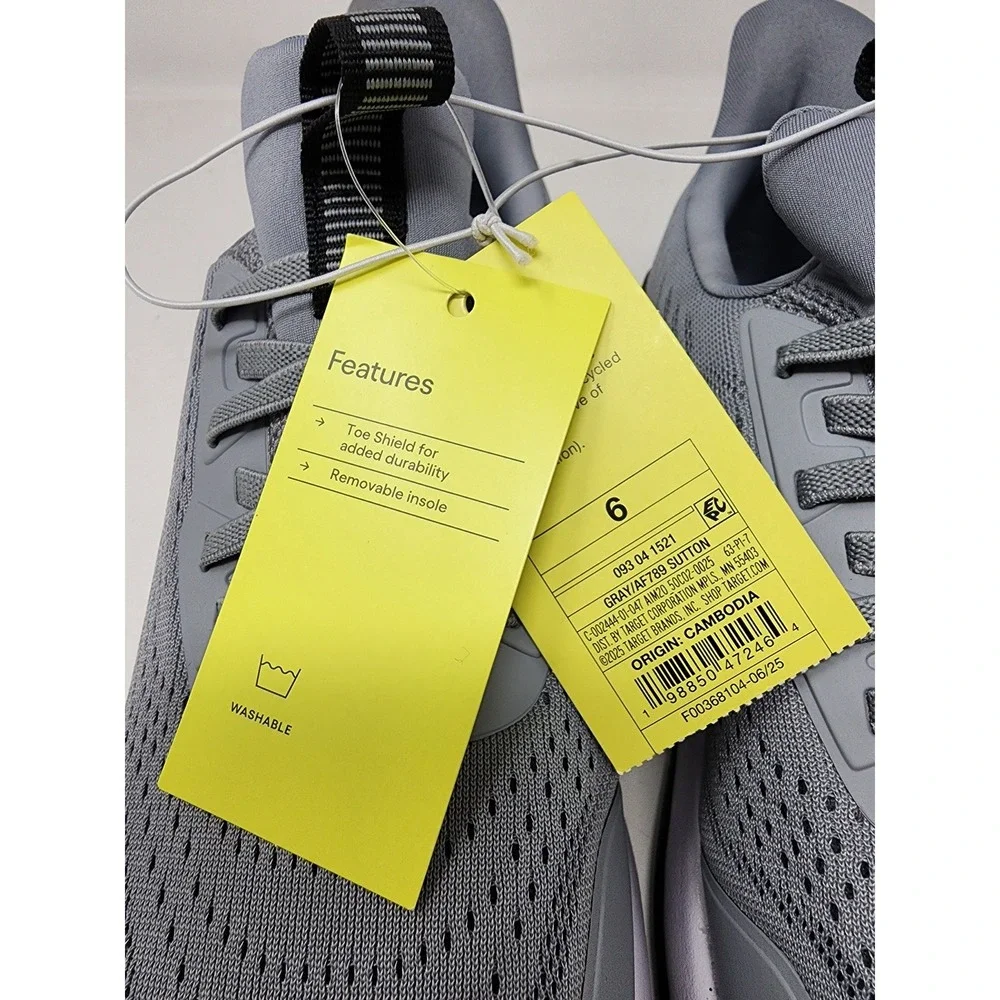 All‎ in Motion Mens Grey Mesh Toe Shield Washable Athletic Sneakers Size 9